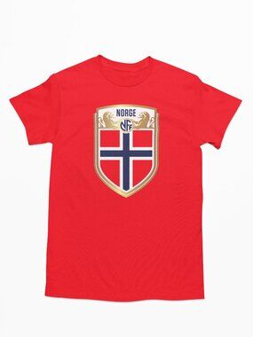 NEW Norway National Soccer Team Big Logo T-Shirt RED